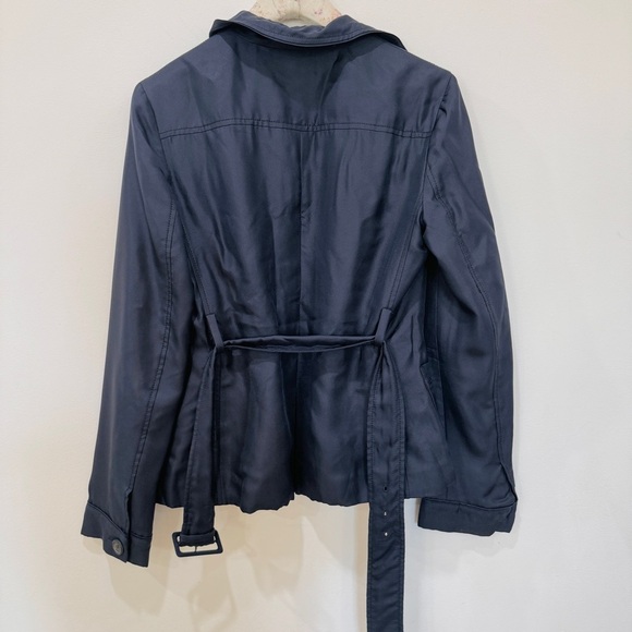 Prada 100% silk belted blazer jacket in navy blue - Picture 5 of 16